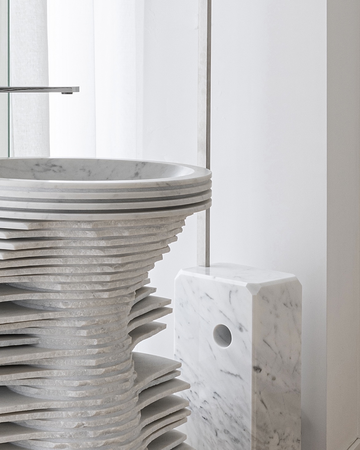 Sculptural marble detail in a ClubDesign project